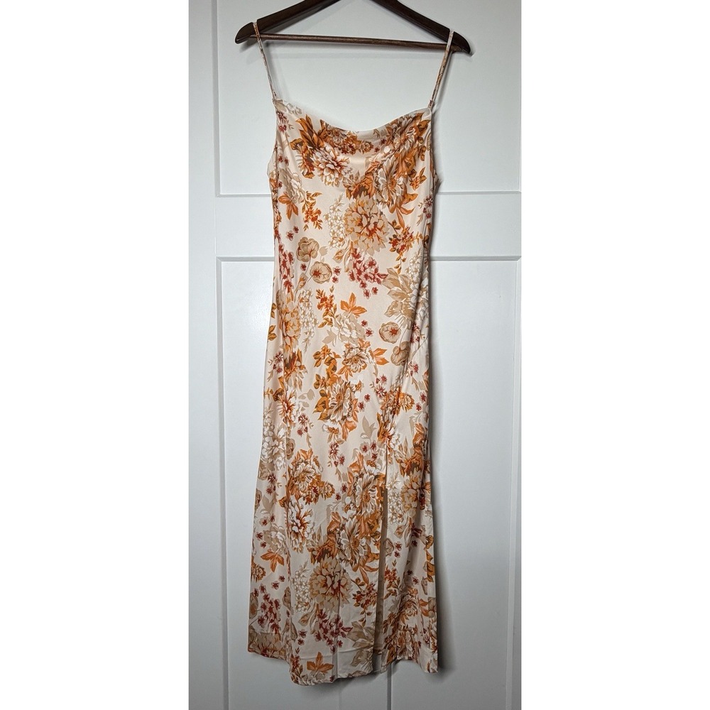Petal & Pup Yelena Floral Slip Midi Dress NWT Women's US 4 Cowl Neck Satin
